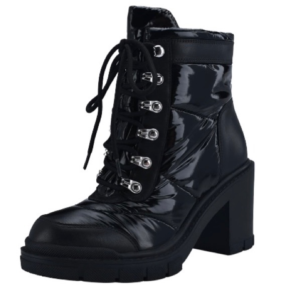 MARC FISHER LTD Vaina Lace-Up Chunky Block Heel Bootie, Black Fabric, Size 8M - Picture 3 of 7